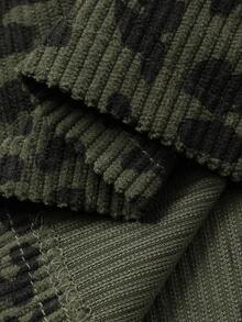 Dazy Plus 大码女式弹力腰宽松豹纹直筒长款灯芯绒裤 - 軍綠色 - 查看 3