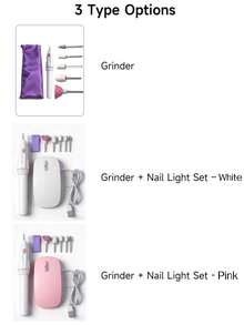 Teckwe 美甲护理套装，专业美甲打磨机配UV LED美甲灯，修甲修脚套装，电动打磨机，适用于亚克力凝胶浸粉指甲油 - 彩色 - 查看 5