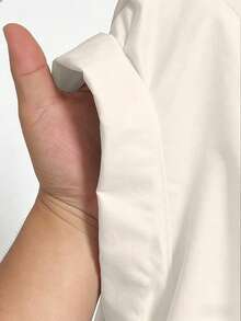 Maweii Plus Size Women Solid Color Short Pocket Front Shirt - Apricot - View 6