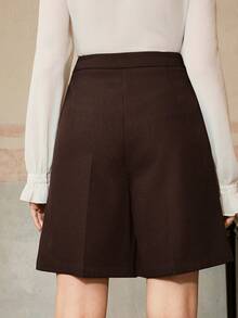 Anewsta Women's Elegant Modern Bermuda Rhinestone Embellished Shorts, Suitable For Spring, Summer, Festivals, Graduation - Mocha Brown - View 2