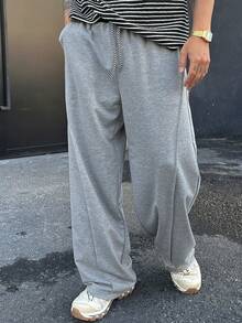 DAZY Men's Solid Light Grey Elastic Waist Sweatpants, Spring - Light Grey - View 6