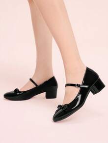 CUCCOO DOLLMOD Fashionable Bow Decor Women's High Heels, Lolita Style Princess Shoes, Cute Pink High Heels Valentine's Day - Black - View 5