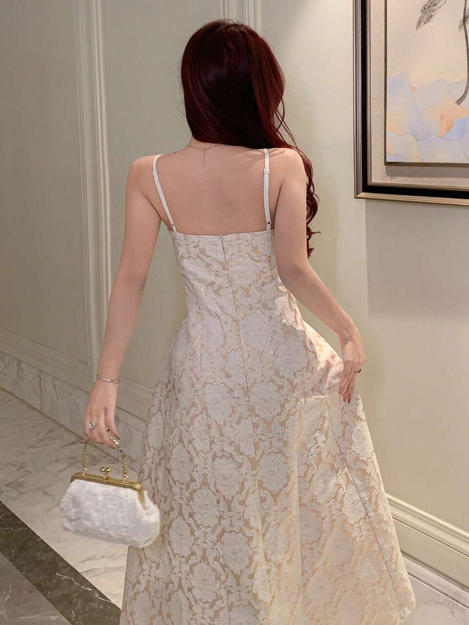 Women's Elegant Floral Print A-Line Sequin Tassel Slip Midi Dress, Summer Wedding Guest Dress Cocktail Dress Sun Dresses For Women