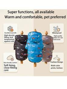 1pc Dog Print Pet Jacket, Suitable As A Gift For Pet Owners - Black - View 5