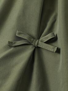 Tween Girl Colorblock Round Neck Flare Sleeve Bow Decor Cute Dress - Black - View 6