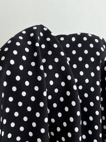 SHEIN Tall 女士波点蕾丝边吊带连衣裙 - 黑色 - 查看 4