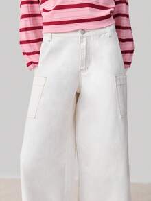 Nöista Quần culotte Bermuda ống rộng màu trắng, cạp trung bình, có túi bên hông, chất liệu denim trắng, chiều dài midi. Kiểu dáng thoải mái, thích hợp cho mùa xuân, hè, thường ngày, dự tiệc trang trọng, tiệc bể bơi, đi nghỉ mát. Phù hợp cho kỳ nghỉ, đi chơi sang trọng, đám cưới, tiệc tùng, lễ hội. - Màu be - Xem 3
