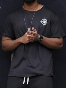 Heavens Edit 男士圆领老鹰印花短袖 T 恤 - 黑色 - 查看 6