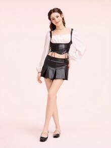 CUCCOO DOLLMOD 女士红色格子玛丽珍鞋，平底方头，校园风日系可爱低跟鞋，春季鞋款，春假复活节圣诞节适用。 - 黑粉色 - 查看 6