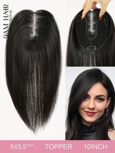 Straight Hair Toppers For Women Real Human Hair Upgraded Lace Base No Bangs Hair Pieces For Thinning Hair Topper For Daily Use