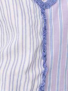 Nöista Sleeveless Top With Contrasting Vertical Stripes And Fringed Trim Along The Neckline And Center. Spring, Summer, Easter. - Multicolor - View 7