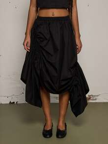 COUREZ 褶皱吊带背心和中长裙套装 / Y2K 春季女装 可爱性感外出装 派对装 两件套 夏季装 - 黑色 - 查看 6