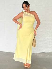 Firerie Đầm maxi ôm sát cơ thể kiểu dáng thanh lịch, lãng mạn, gợi cảm dành cho nữ cỡ lớn, thích hợp cho các bữa tiệc, kỳ nghỉ biển, đi học, hẹn hò lãng mạn, mùa cưới, sinh nhật, lễ Phục sinh, mùa xuân/hè. - Màu vàng - Xem 5
