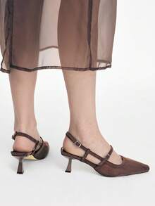 Mnmlis Women's Fashion Buckle Backstrap Comfortable Flats Valentine's Day - Brown - View 8