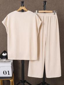 SHEIN Teen Boy Korean Style Loose Beige Vest And Long Pants Set,Summer Casual Apricot Color Matching Outfit For Commuting,School,Daily Wear,Sports,Vacation - Khaki - View 10