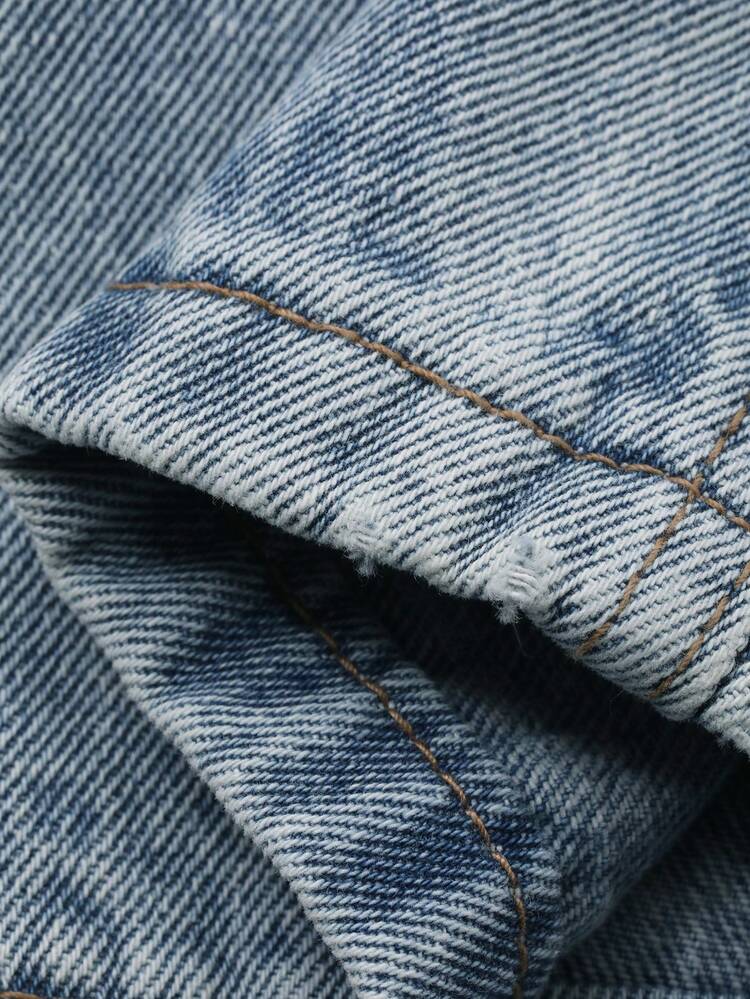 Young Boy Elastic Waist Pocket Loose Wide Leg Casual Jeans