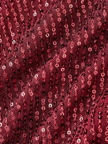 SHEIN MOD Women's Sequin Low Waist Solid Color Double Ruffle Hem Fashionable Mini Skirt - Burgundy - View 3