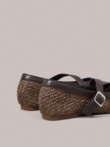 Styleloop 女士鞋履 假日风编织鞋 面条带女士平底单鞋 假日风穿搭 波西米亚风穿搭 美式复古风 波西米亚风穿搭 西部风穿搭 音乐节穿搭 派对穿搭 平底女鞋 - 咖啡棕 - 查看 5