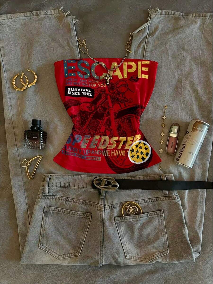 Glimmora 2026春夏新款女士无肩带性感上衣，显瘦显瘦，时尚有型，是送给女朋友的完美礼物，潮流百搭。 - 彩色 - 查看 1