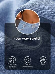 SHEIN Tall 休闲水洗中腰修身喇叭牛仔裤 - 藍色 - 查看 7