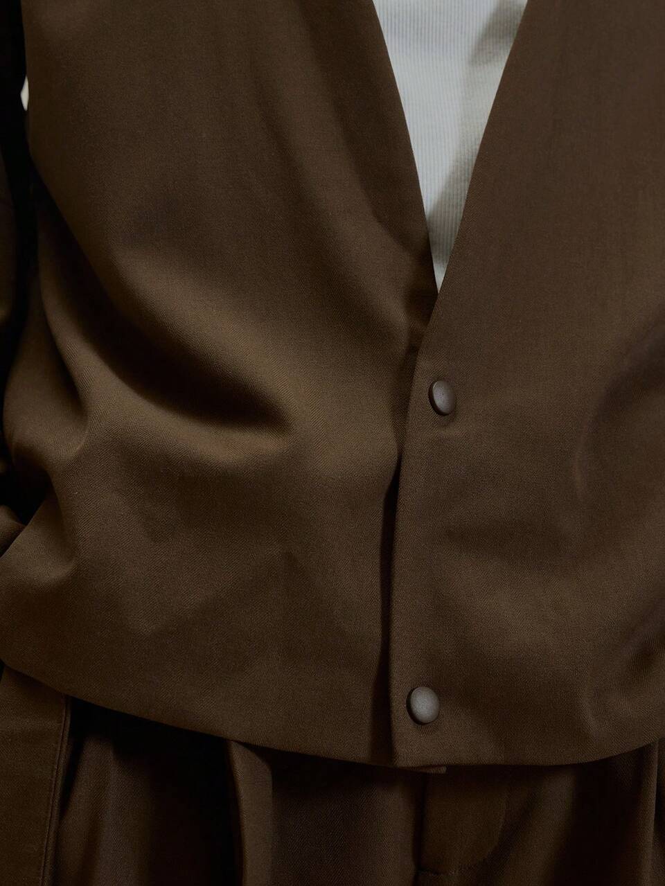 Blazer de Terno Estilo Inteligente com Decote V Profundo, Manga Longa, Dois Botões, Essenciais de Inverno