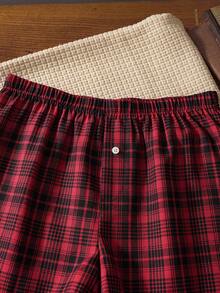 男士舒适休闲格子松紧腰柔软睡裤 - 彩色 - 查看 6