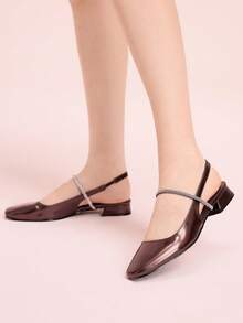 CUCCOO DOLLMOD 女士黑色亮面漆皮平底玛丽珍鞋，方头设计，方便穿脱，适合通勤、约会、聚会、购物、圣诞节等场合。 - 銅色 - 查看 5