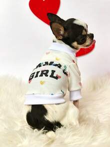 PETSIN 1. Áo nỉ in hình trái tim màu sắc, chữ đen, dày dặn và ấm áp, kiểu dáng thú cưng, thích hợp cho mùa thu và mùa đông, phối màu trắng. - trắng - Xem 5