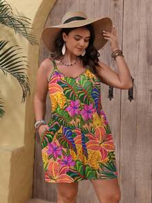 EMERY ROSE Bộ áo liền quần dáng rộng in hoa dành cho nữ cỡ lớn, thích hợp cho kỳ nghỉ hè. - Nhiều màu - Xem 4