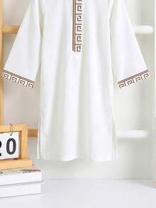 SHEIN 男婴休闲复古印花宽松长衬衫，阿拉伯风格，适合春夏穿着 - 白色 - 查看 5