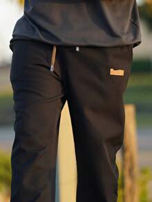 Heavens Edit 男士休闲加厚直筒裤，秋冬季时尚单品 - 黑色 - 查看 6