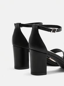 CUCCOO CURVES Women Shoes Wide Fit Square Toe Thick Heel Black Ankle Strap Stylish Sexy Comfortable Commuter Women High Heel Sandals Plus Size Valentine's Day - Quiet Night - View 9