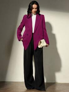 Aveloria Modichic Jaket Blazer Wanita Lengan Panjang Longgar dengan Kerah Lapel dan Dua Sabuk Pinggang - Hot Pink - View 6