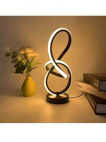 8字形LED台灯，创意设计，适用于家庭、卧室、办公室、书房，三种颜色灯光营造装饰氛围 - 多色 - 查看 11