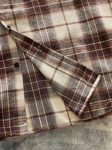 AXEPEAK Áo sơ mi nam tay ngắn in họa tiết kẻ caro cài nút phía trước, thường ngày, đa năng - Nhiều màu - Xem 6