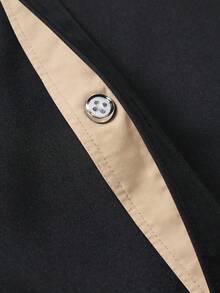 Manfinity Mode Men's Plain Front Button Short Sleeve Casual Business Shirt - Black - View 5