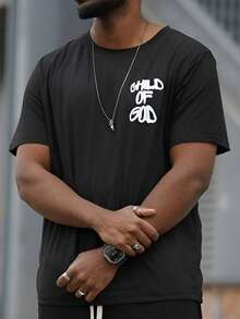 Heavens Edit 男士时尚街头图案印花宽松黑色短袖 T 恤 - 黑色 - 查看 6