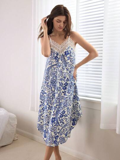 Ocili 100% Cotton Embroidered Comfortable Water-Soluble Lace Shell Button Minimalist Short Nightgown Women Sleepwear