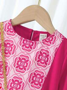 SHEIN 女婴碎花拼接长裙 - 彩色 - 查看 5