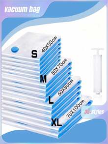 20/10/8/5/1件真空压缩袋，旅行收纳袋，衣物收纳袋，可重复使用真空袋，节省高达80%的空间，适用于夹克、衬衫、棉被、裤子、家居、宿舍、衣柜、卧室、浴室、旅行、返校季卧室、收纳袋、家居收纳、女式白色T恤、女式黑色裤子、女士冬装、连衣裙 - 彩色 - 查看 1