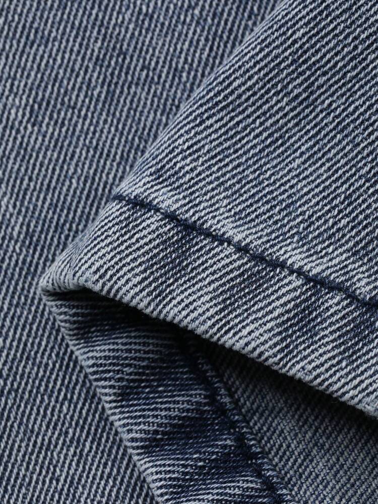 Men's Washed Distressed Blue Denim Jeans, Spring