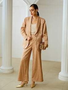 ZEYLAH Quần ống rộng dáng rộng thoải mái cho nữ, mặc đi làm và mặc hàng ngày - trái cam - Xem 6