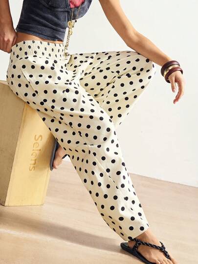 Bohemela Casual Woven Wavy Print Loose Women's Pants