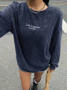 Muchica Street Style Casual Printed Navy Blue Women T-Shirt - Navy Blue - View 5