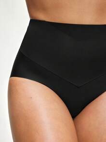 SHAPORA 高腰无缝塑形收腹内裤，纤体紧致压缩内裤 - 黑色 - 查看 5