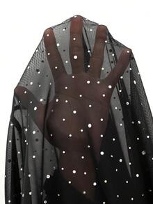 EMERY ROSE Chaqueta negra de manga larga para mujer de talla grande, blusa negra con strass para otoño/verano/vacaciones, blusas negras para mujer elegantes y brillantes, abrigo de primavera/verano para mujer - Blanco y Negro - Ver 6