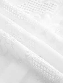 Maija 女士短款泡泡袖单排扣镂空休闲衬衫 - 白色 - 查看 9