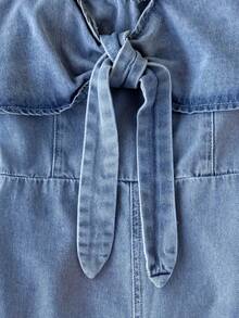 SHEIN Tuta in jeans blu oversize per ragazze adolescenti - Lavaggio chiaro - Visualizzare 4