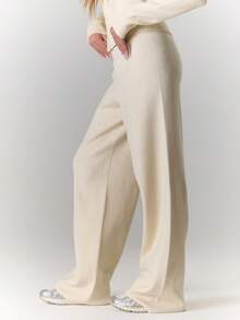 MUSERA 针织直筒裤（仅下装）冬季居家休闲舒适工作可爱优雅休闲时尚春季款 - 奶油色 - 查看 4