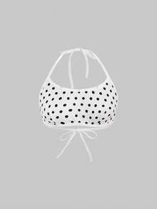 ROMWE Goth 3pcs Casual Striped & Polka Dot Halter Neck Camisole - Multicolor - View 5